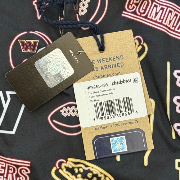 Chubbies NFL Washington Commanders Performance Polo Youth Medium 10/12 NWT - Picture 6 of 6